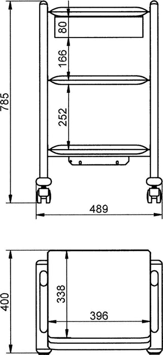 TROLLEY MIT 3 ABLAGEN UND 3 STROMANSCHLÜSSE MIT SCHUBLADE